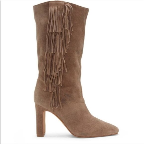 Vince Camuto Sterla Tall Suede Fringed Boots Size 10 - Picture 1 of 13